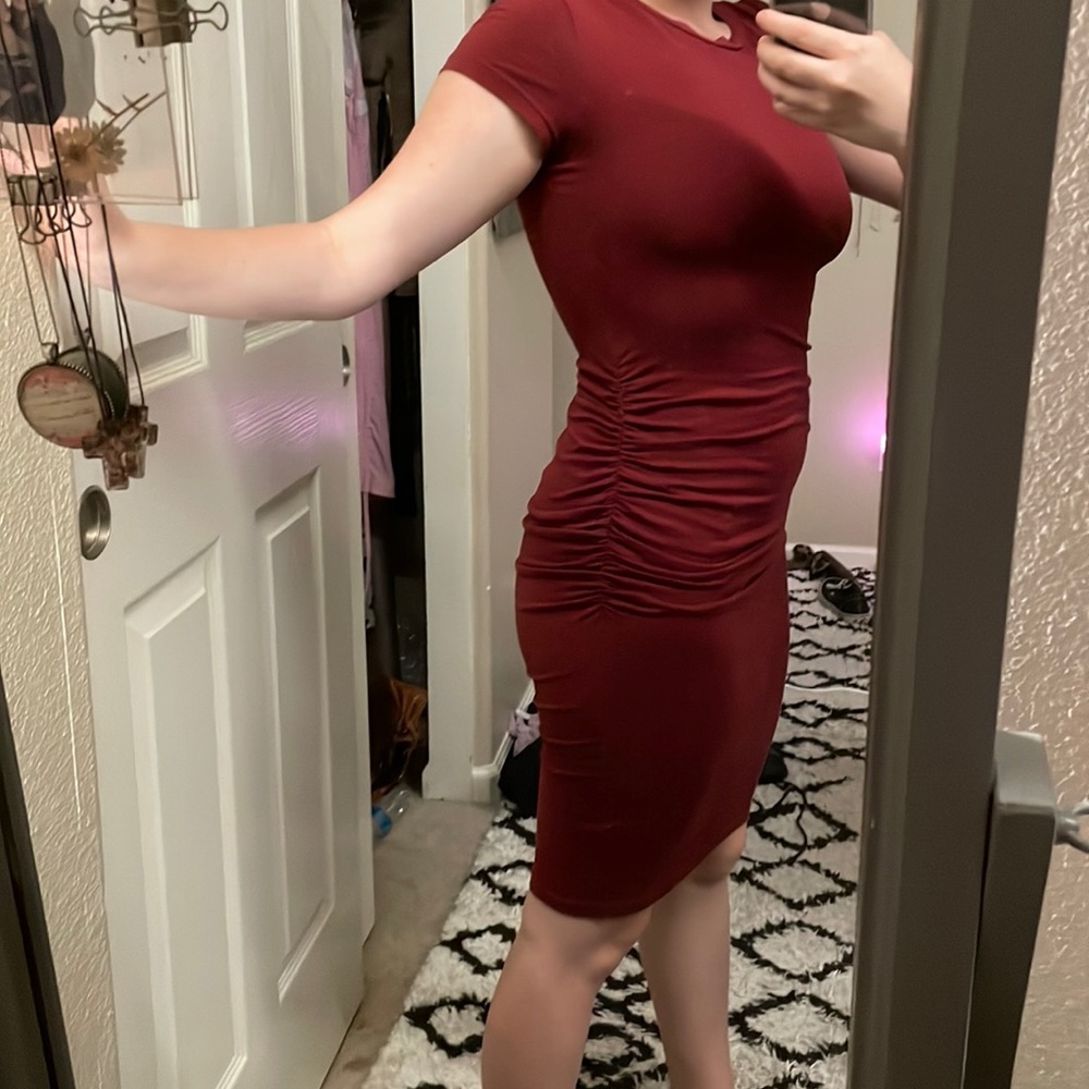 Maroon body con dress